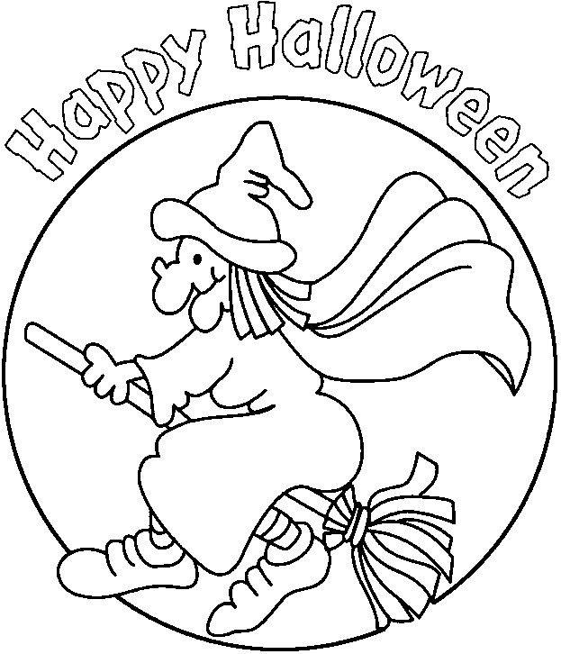 Coloriage Joyeuse Halloween - Halloween sorciere à imprimer