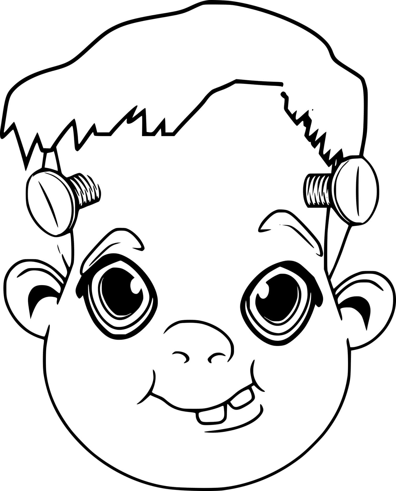 Coloriage Joyeux Frankenstein Avec Le Sourire - Frankenstein à imprimer