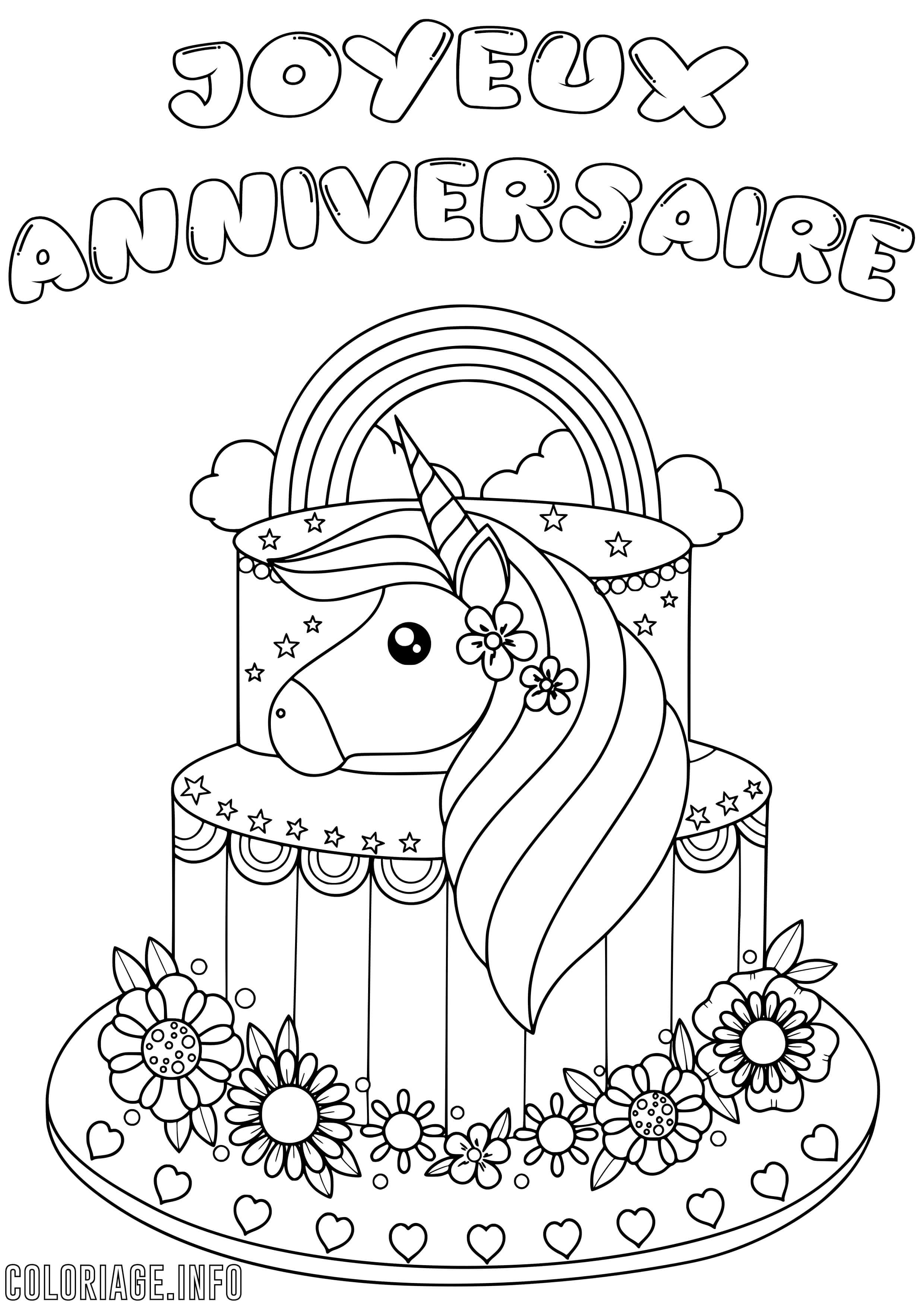 Coloriage Joyeux Anniversaire Licorne - Anniversaire à imprimer