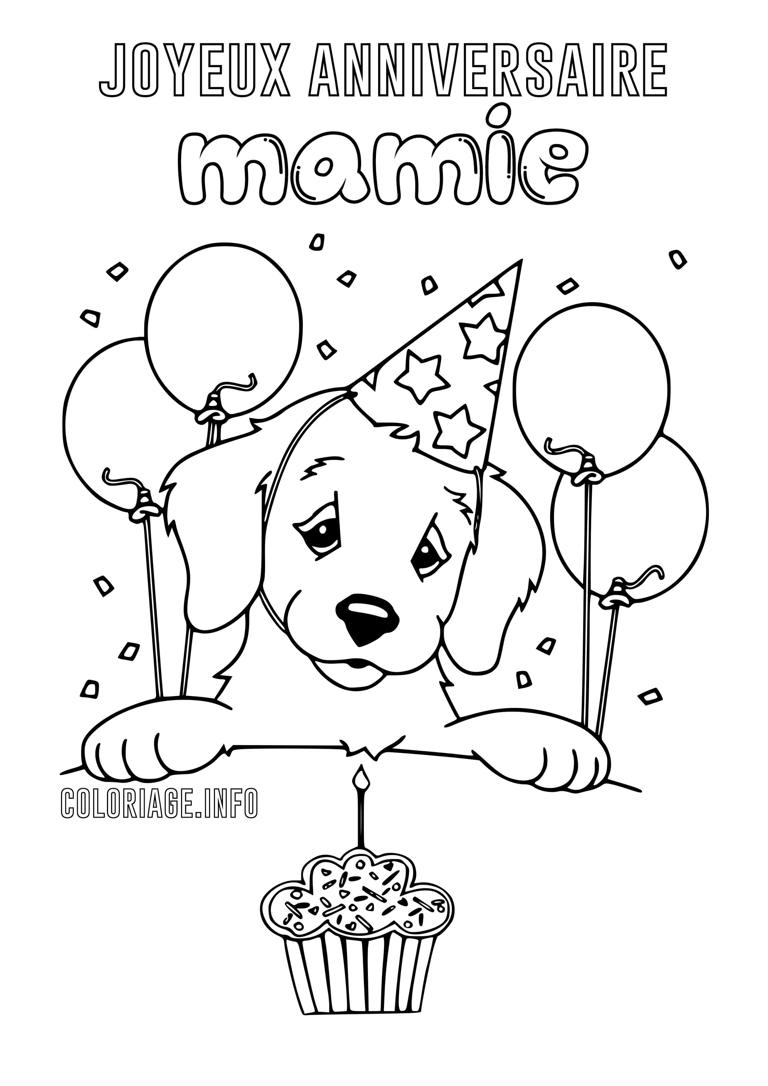 Coloriage Joyeux Anniversaire Mamie - Anniversaire à imprimer