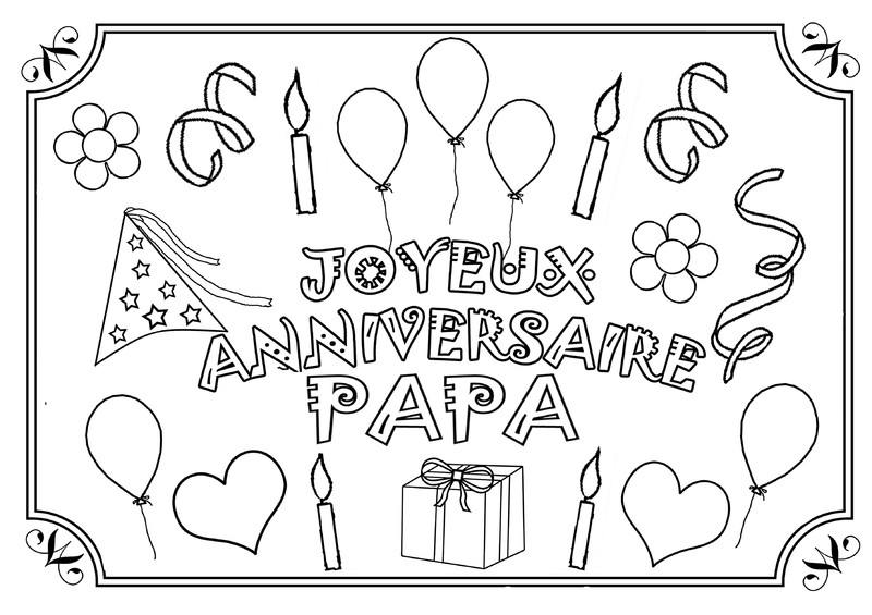 Coloriage Joyeux Anniversaire Papa Fête Des Pères - Fête des pères à imprimer
