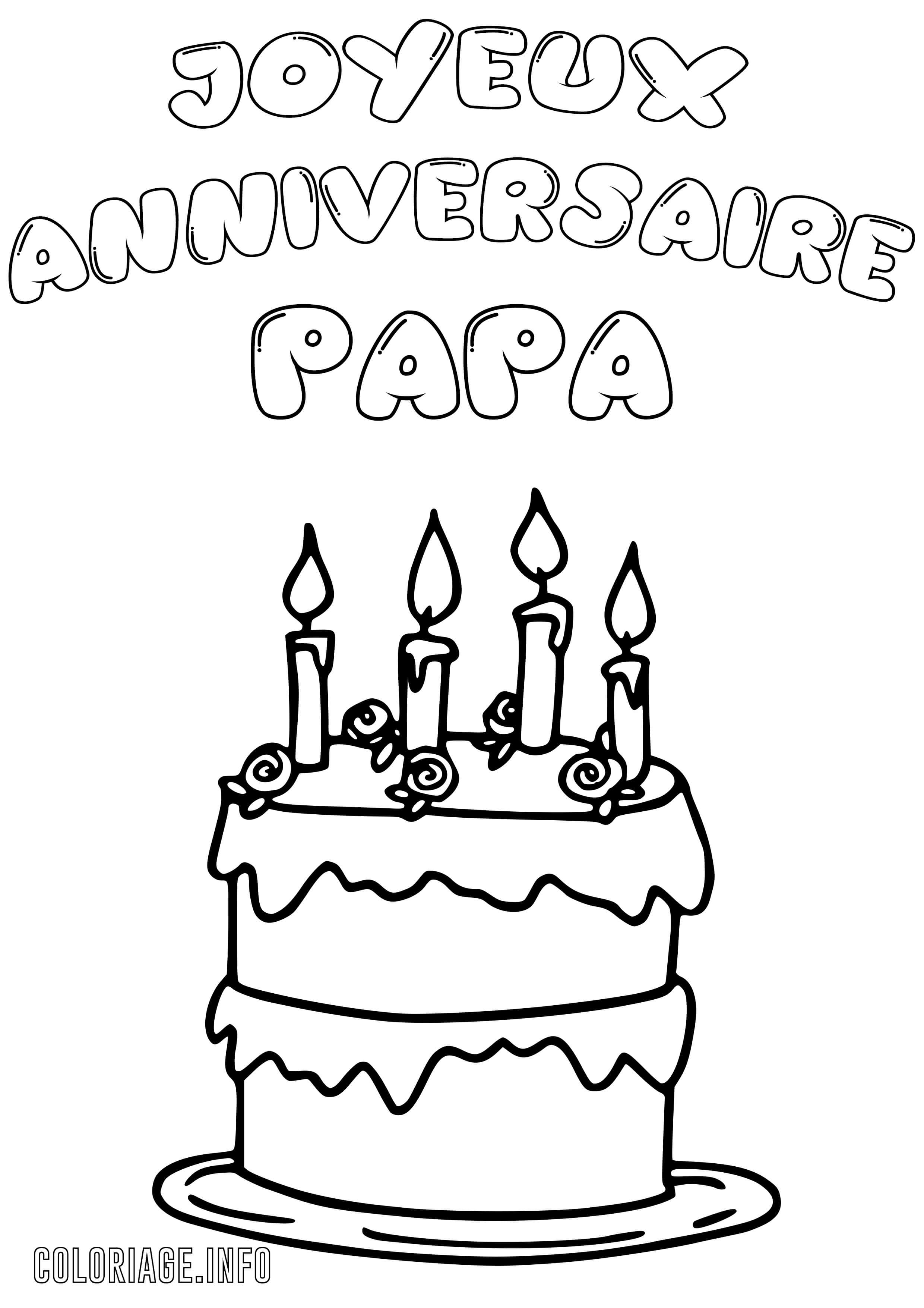 Coloriage Joyeux Anniversaire Papa Gâteau - Anniversaire à imprimer