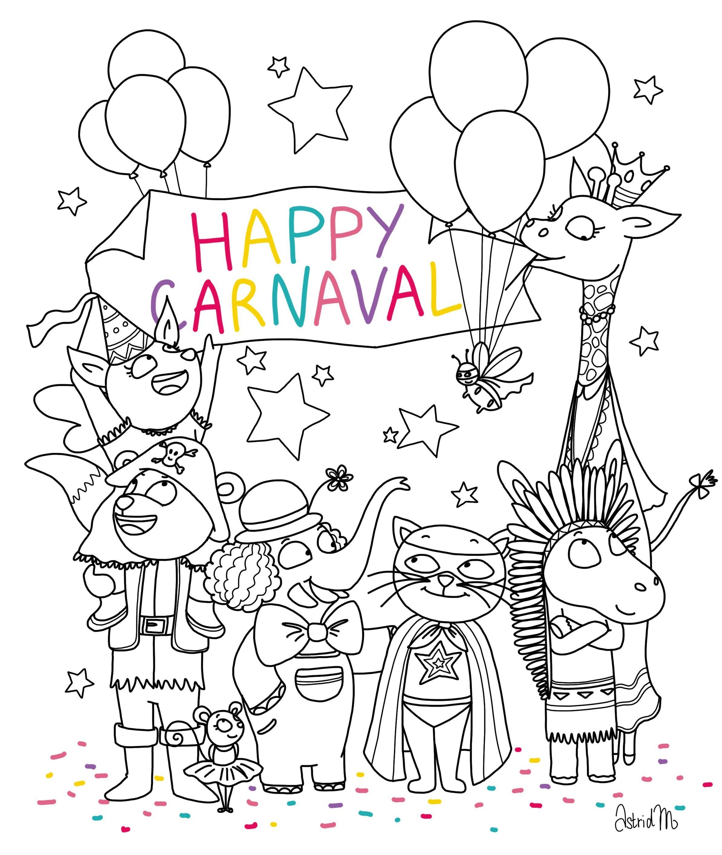 Coloriage Joyeux Carnaval - Carnaval à imprimer