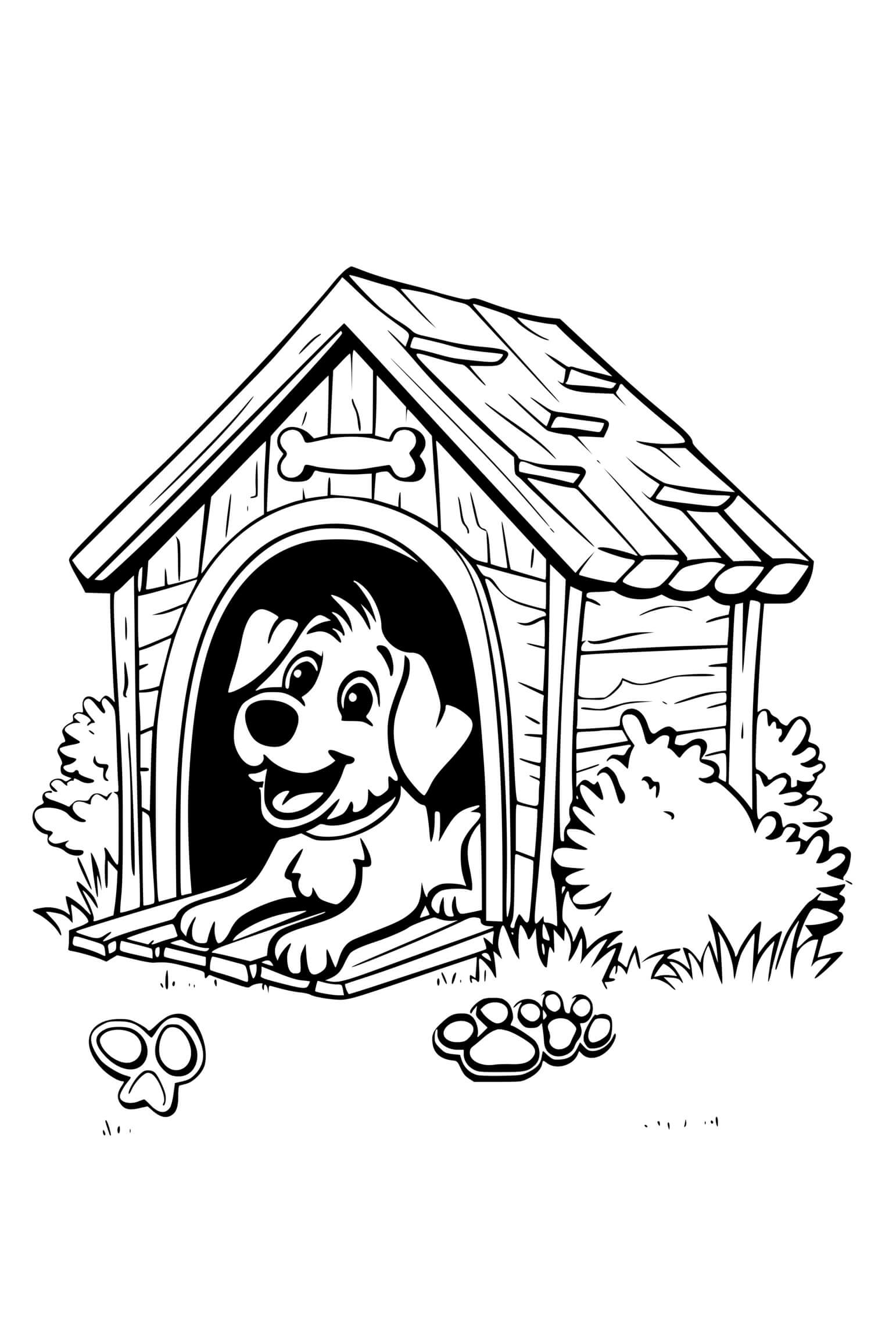 Coloriage Joyeux Chien Dans Le Jardin Plantes - Chien à imprimer