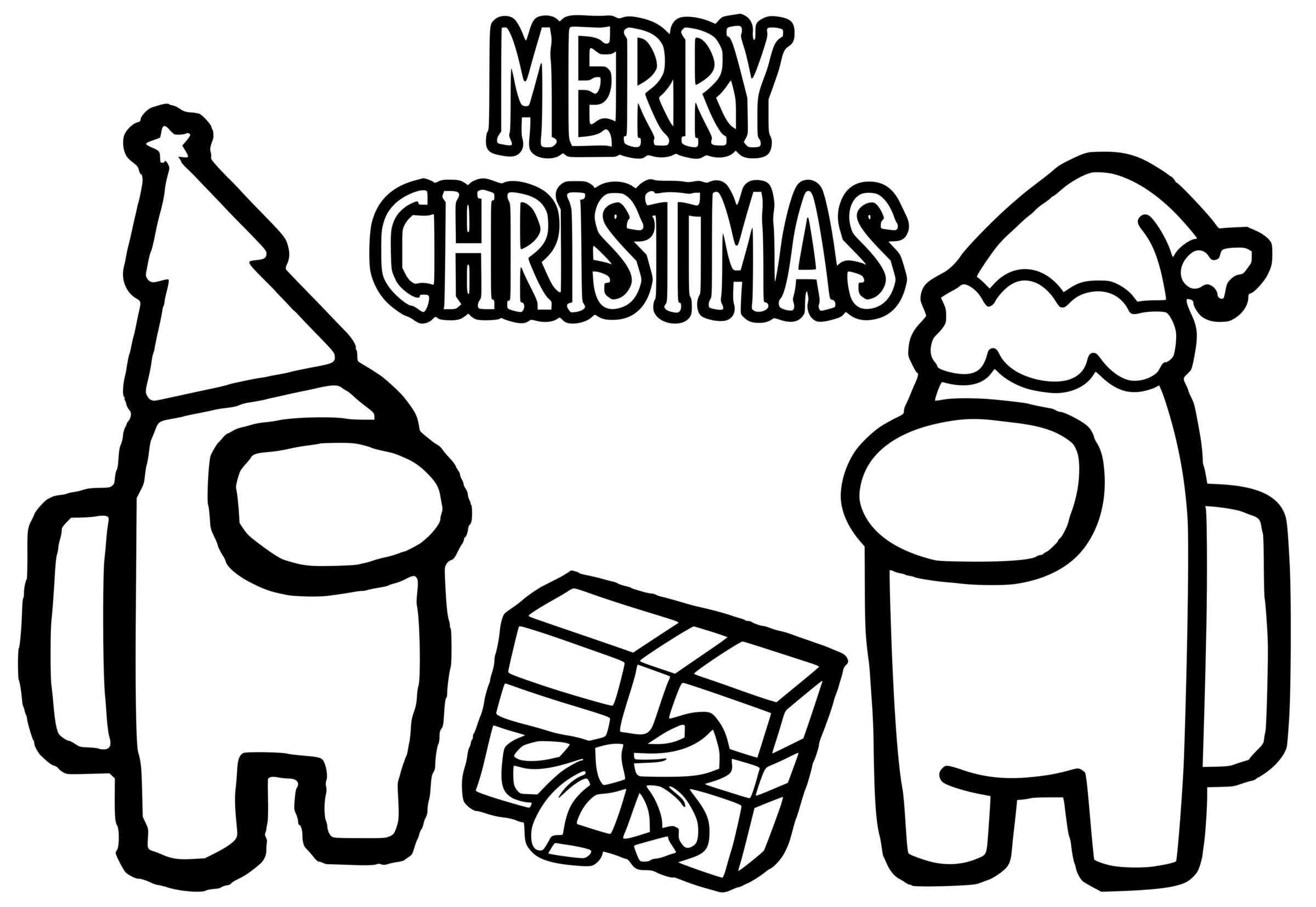 Coloriage Joyeux Noël Amongus - Among us à imprimer