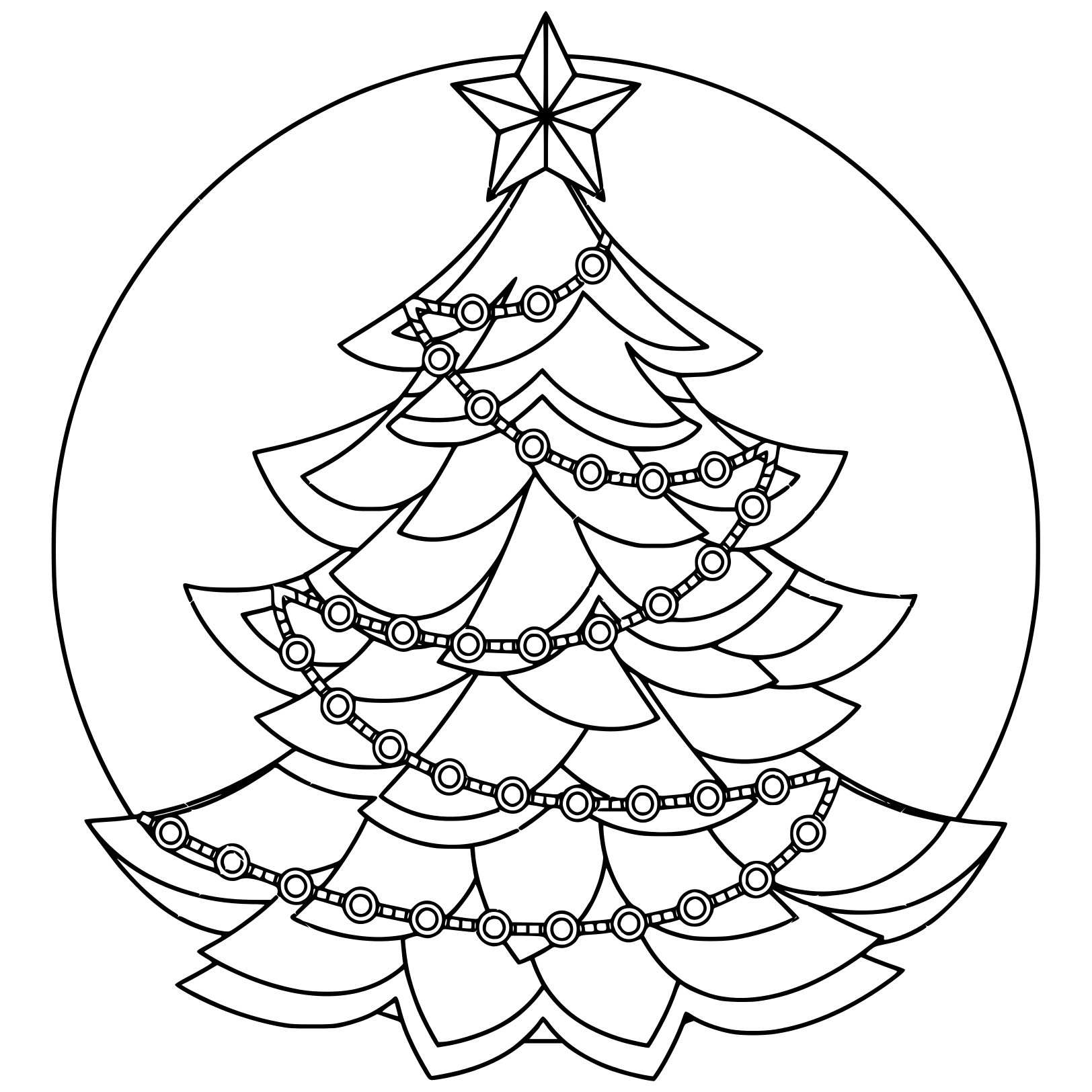 Coloriage Joyeux Temps Des Fêtes Avec Ce Sapin Avec Décorations Simple - Sapin Noël à imprimer