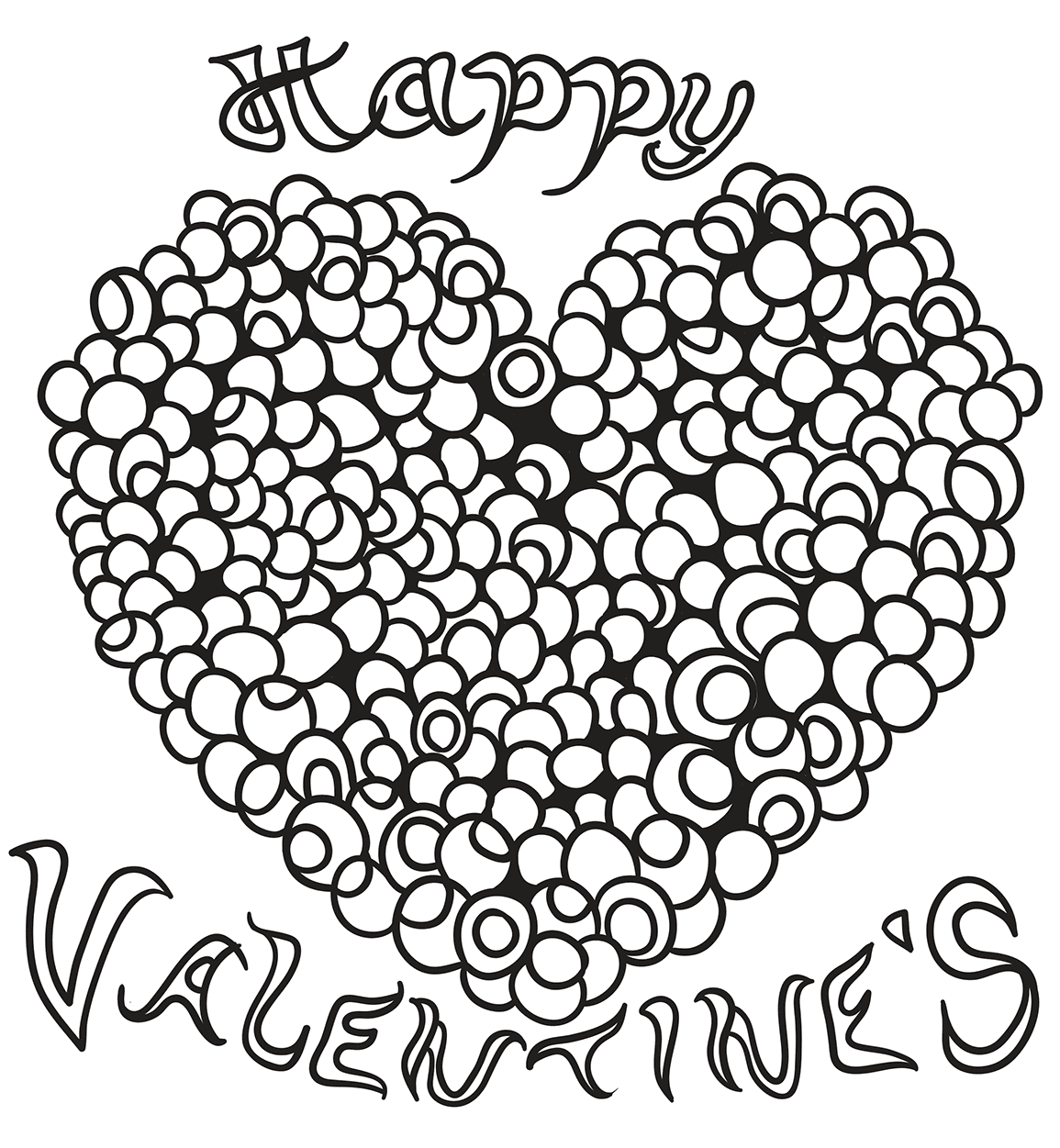 Coloriage Joyeux Valentines Cœur Adulte - Saint-Valentin à imprimer