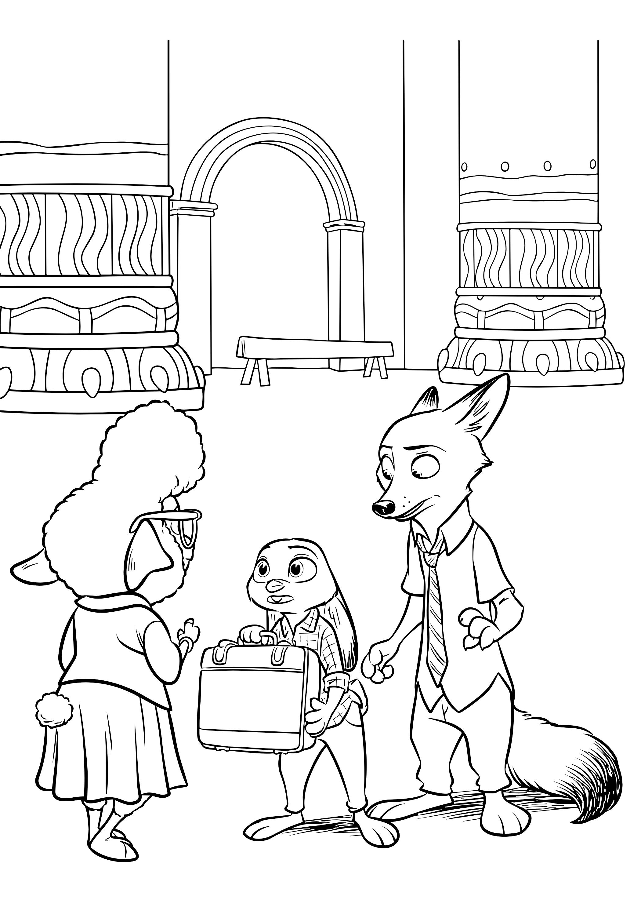 Coloriage Judy Et Nick Rencontrent Une Citoyenne A Zootopie - Zootopie à imprimer