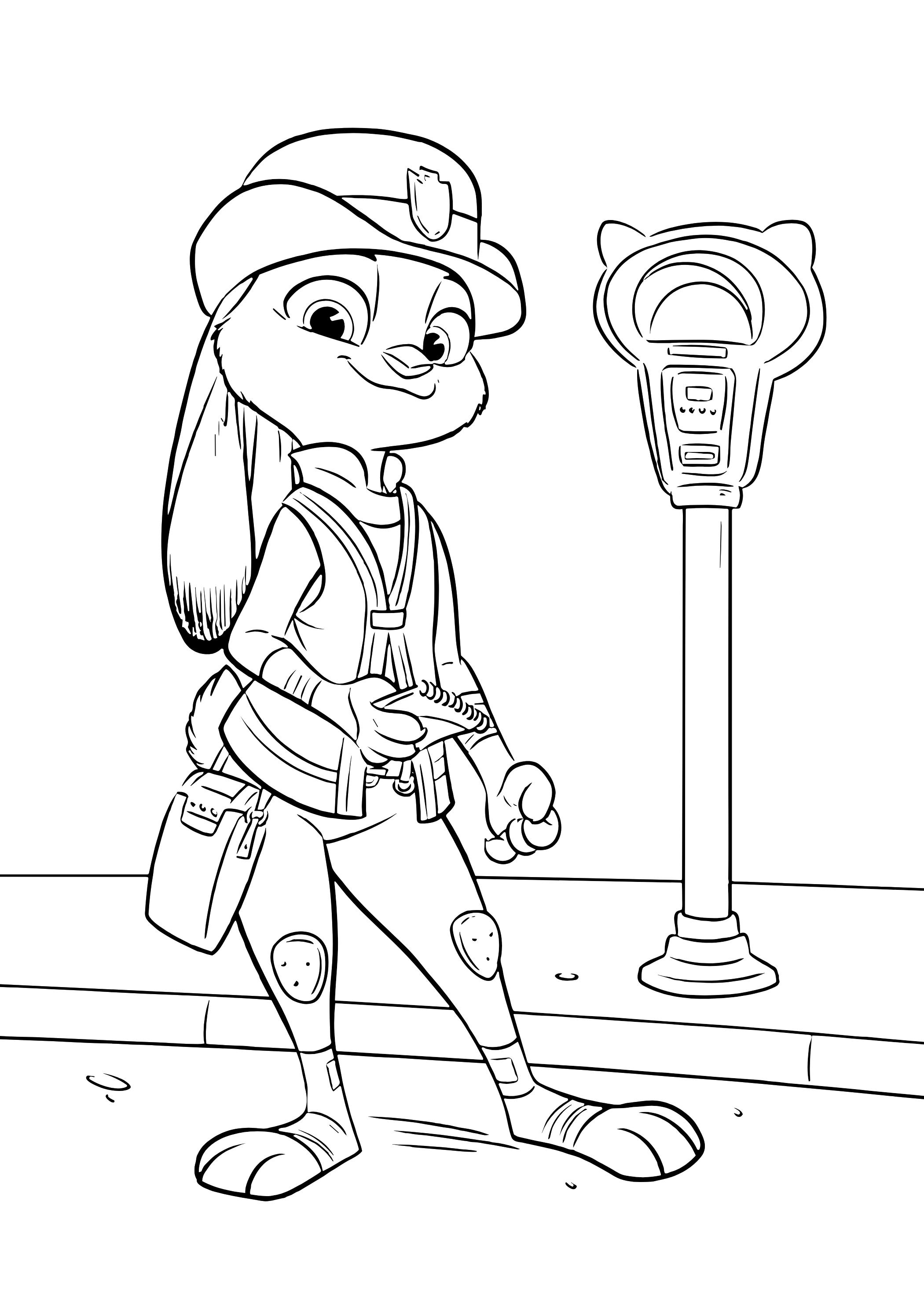 Coloriage Judy Hopps En Patrouille - Zootopie à imprimer