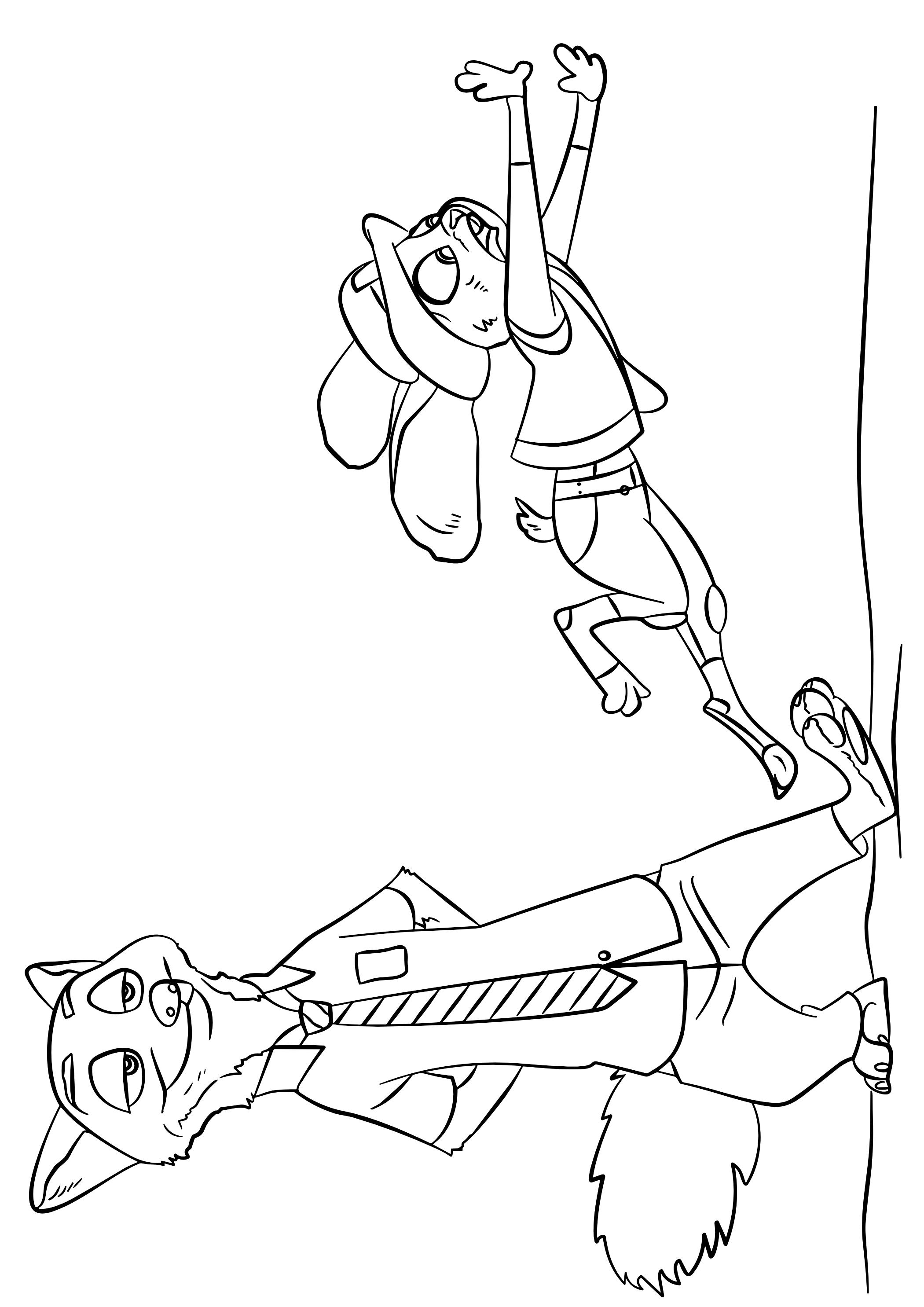 Coloriage Judy et Nick sous l'Arbre - Zootopie - Zootopie à imprimer