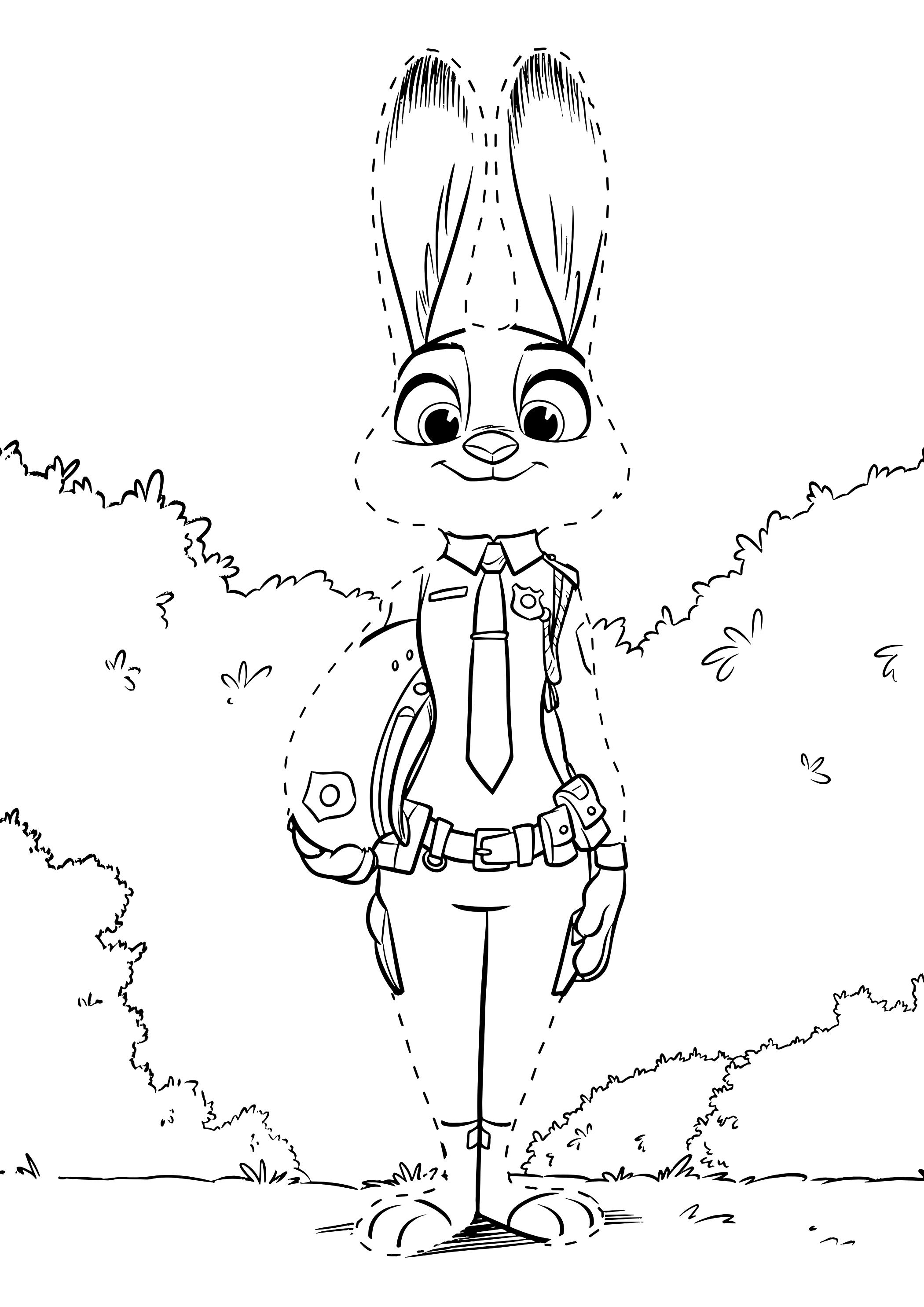Coloriage Judy Hopps Uniforme Policier Zootopie - Zootopie à imprimer