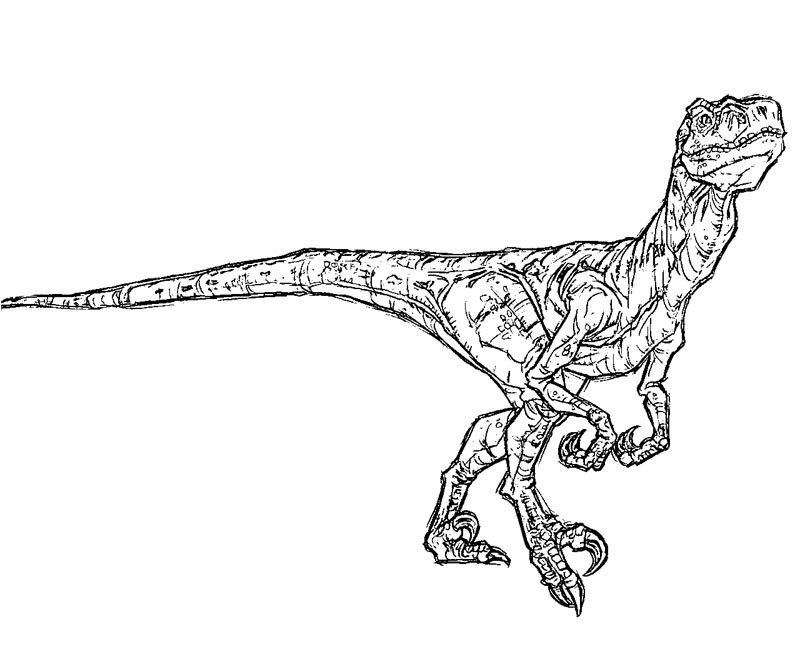 Coloriage Vélociraptor en chasse Jurassic Park - Jurassic world park à imprimer