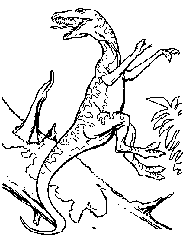 Coloriage Tyrannosaure Rex de Jurassic Park en action - Jurassic world park à imprimer