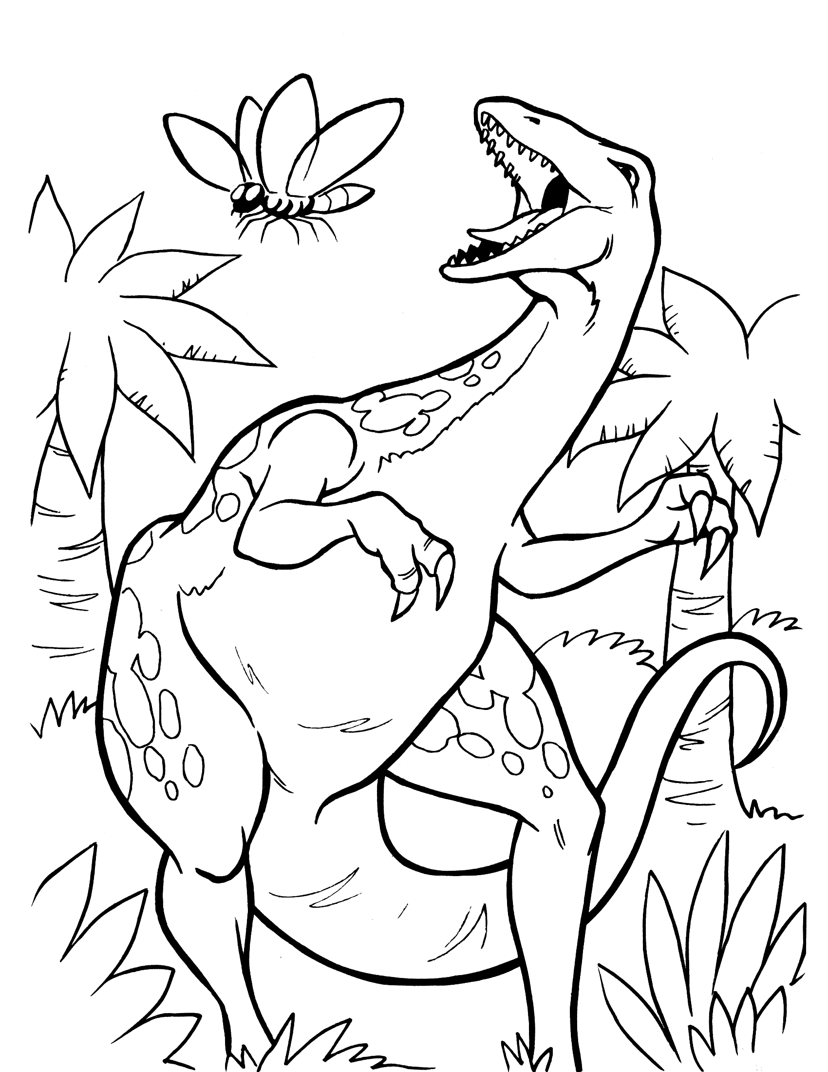 Coloriage Jurassic Park Dinosaure Mange Abeille - Jurassic world park à imprimer