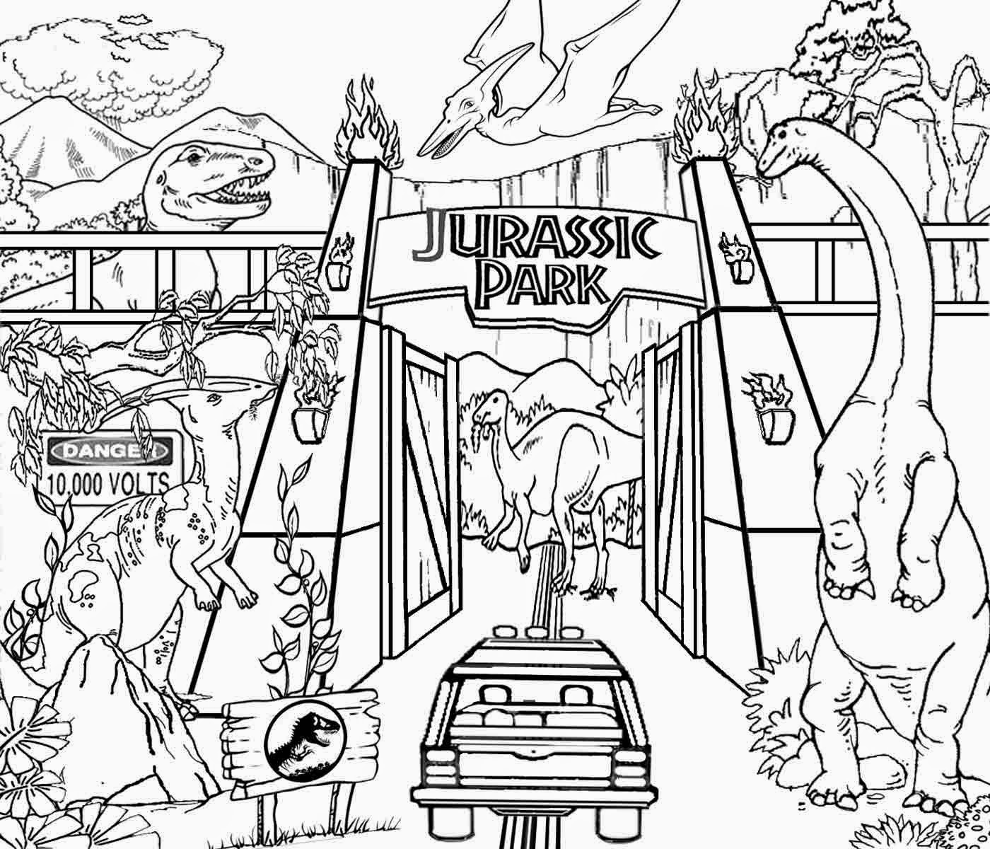 Coloriage Jurassic Park Lego World - Jurassic world park à imprimer