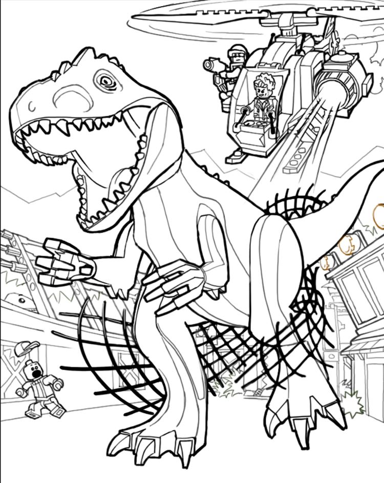 Coloriage Jurassic Park Lego - Jurassic world park à imprimer