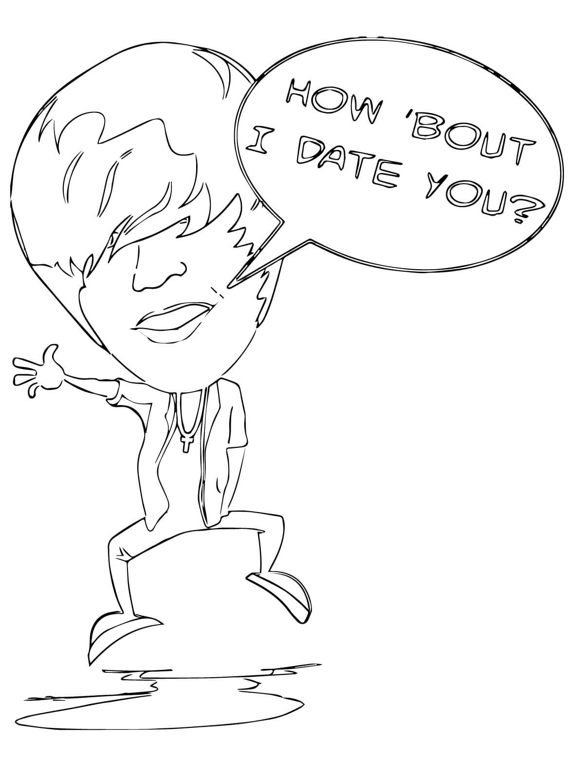 Coloriage Justin Bieber Date You - Célébrité à imprimer
