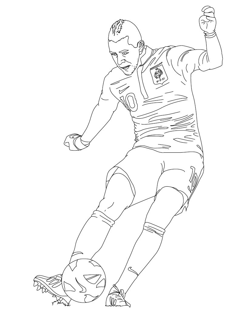 Coloriage Karim Benzema Joueur De Foot France - Foot à imprimer