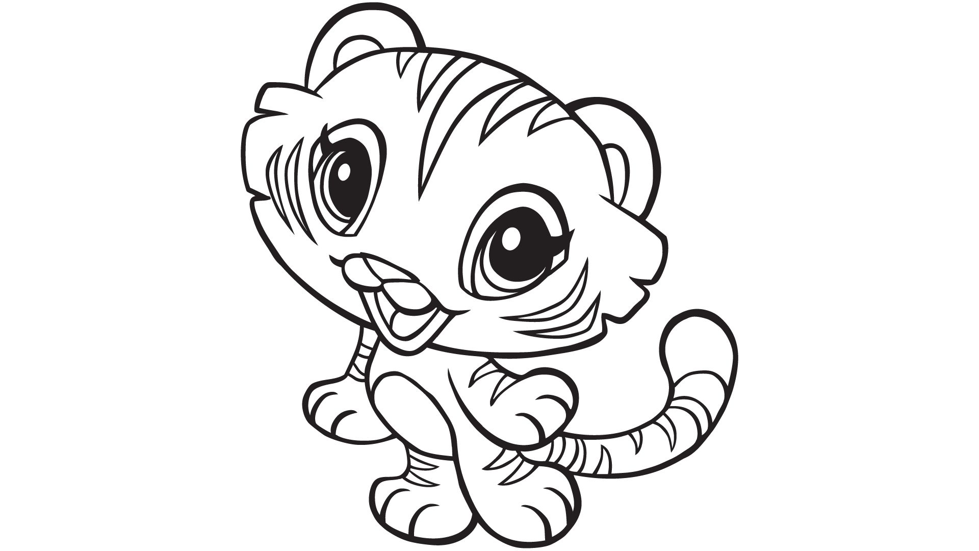 Coloriage Kawaii Animaux Tigre - Kawaii à imprimer