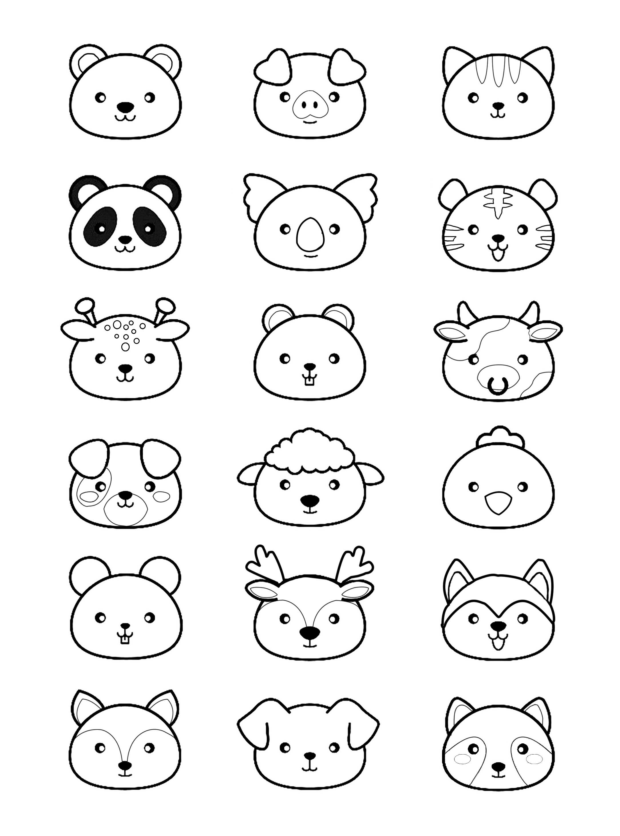 Coloriage Kawaii Animaux - Kawaii à imprimer