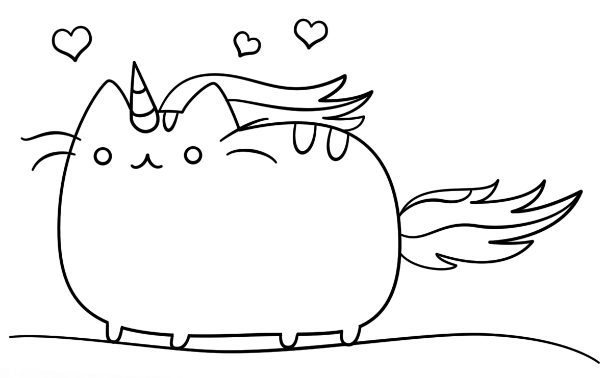 Coloriage Kawaii Cat Licorne - Licorne à imprimer