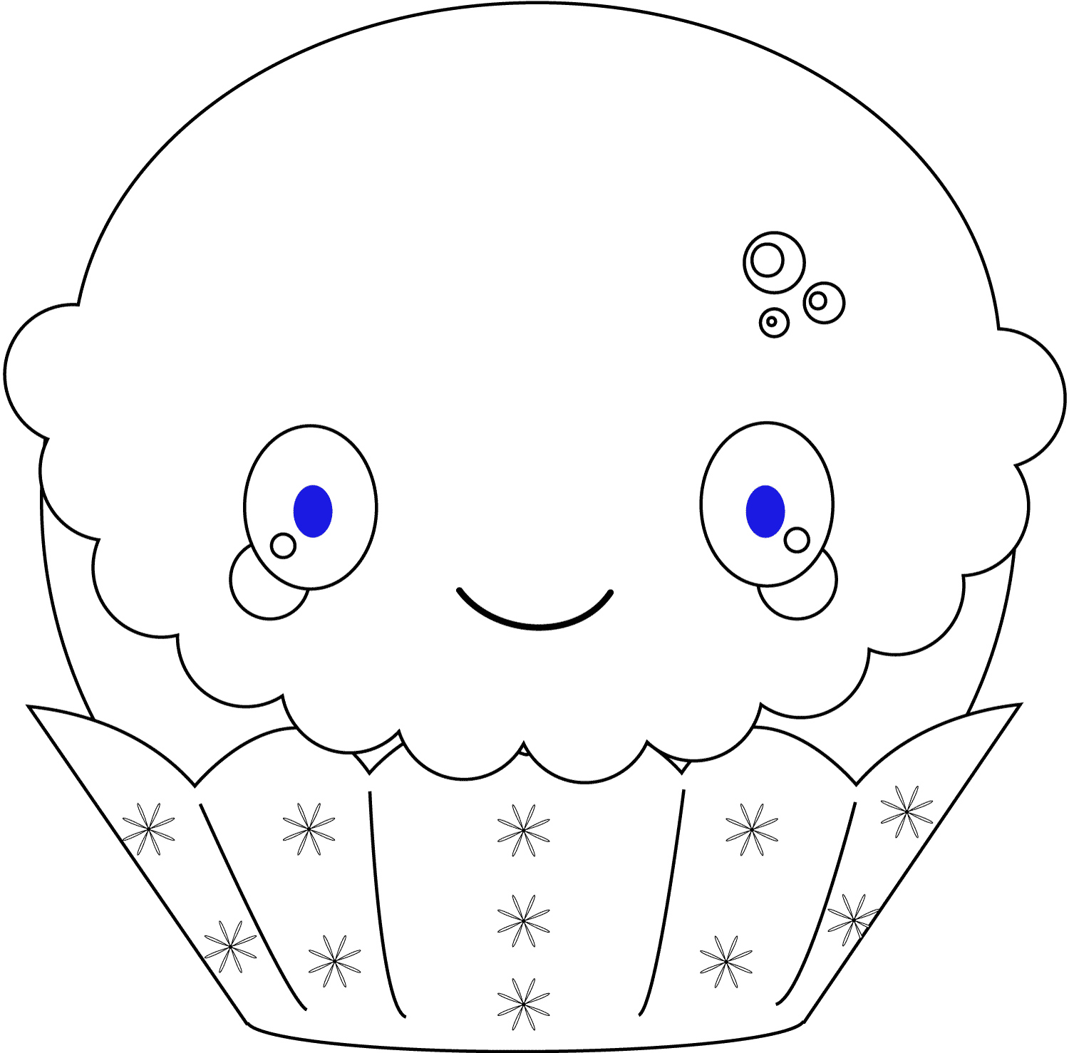 Coloriage Cupcake Noël kawaii festif - Kawaii à imprimer