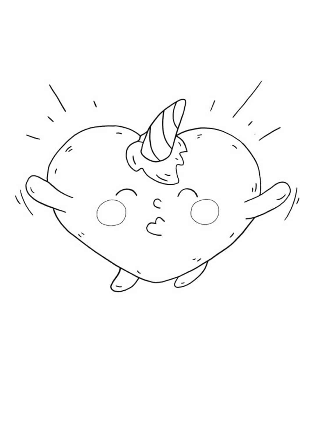 Coloriage Kawaii Cœur Licorne - Licorne à imprimer