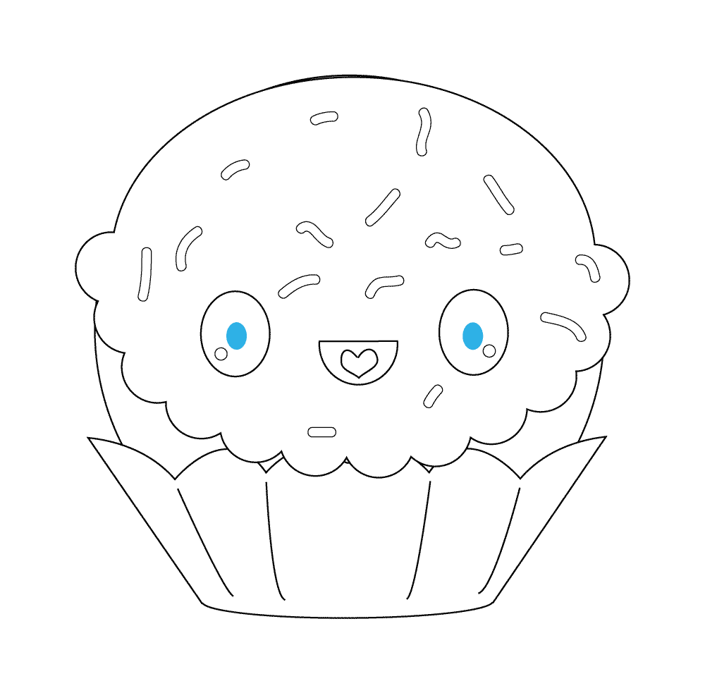 Coloriage Kawaii Cupcake - Kawaii à imprimer