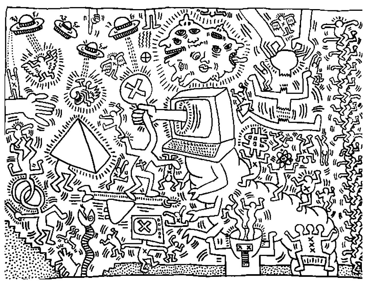 Coloriage Keith Haring 5 - Art à imprimer