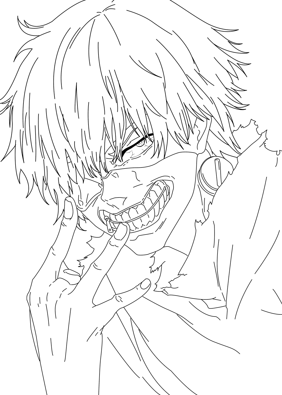 Coloriage Ken Kaneki De Tokyo Ghoul - Tokyo ghoul à imprimer