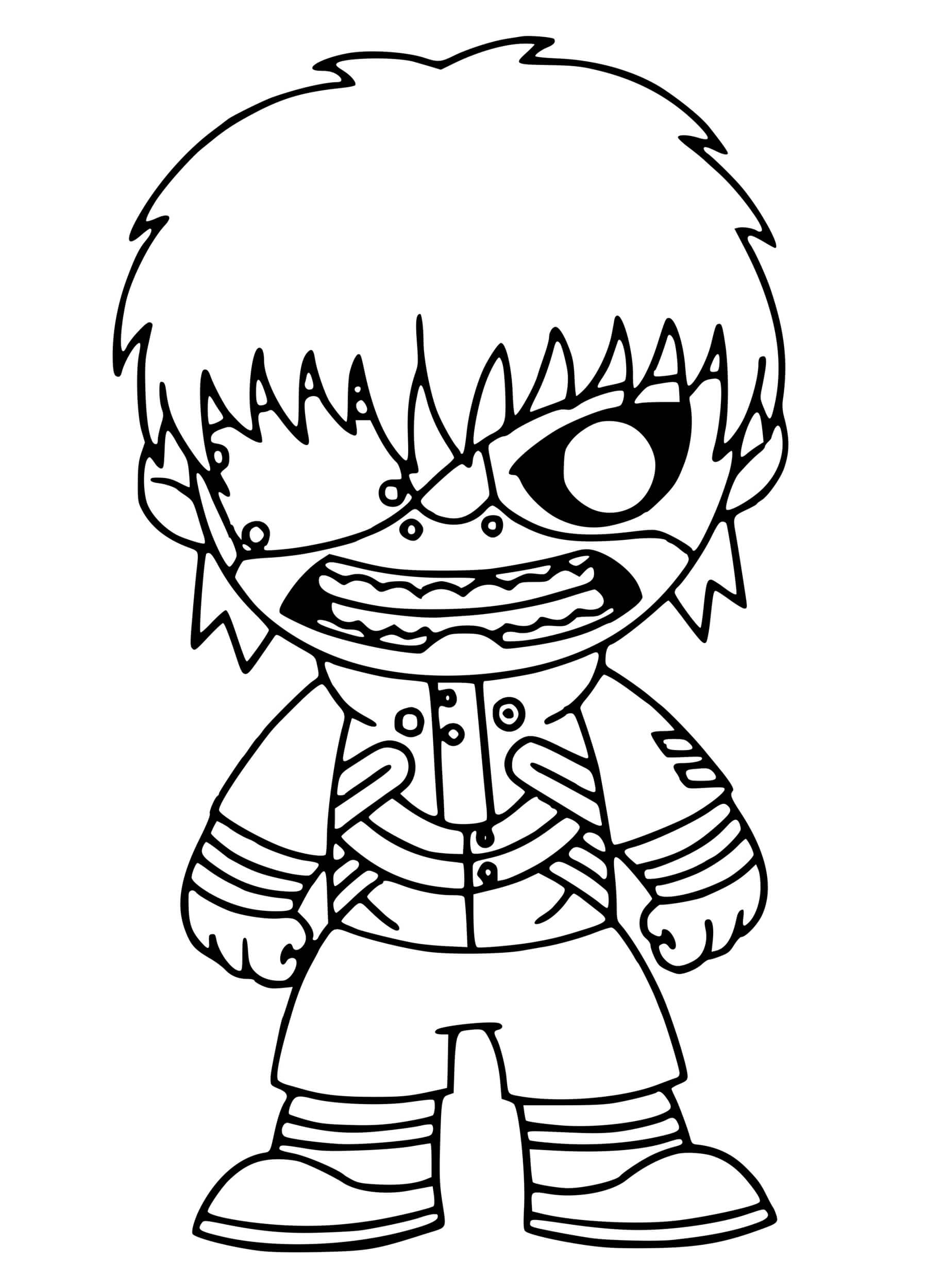Coloriage Ken Kaneki Kawaii - Tokyo ghoul à imprimer
