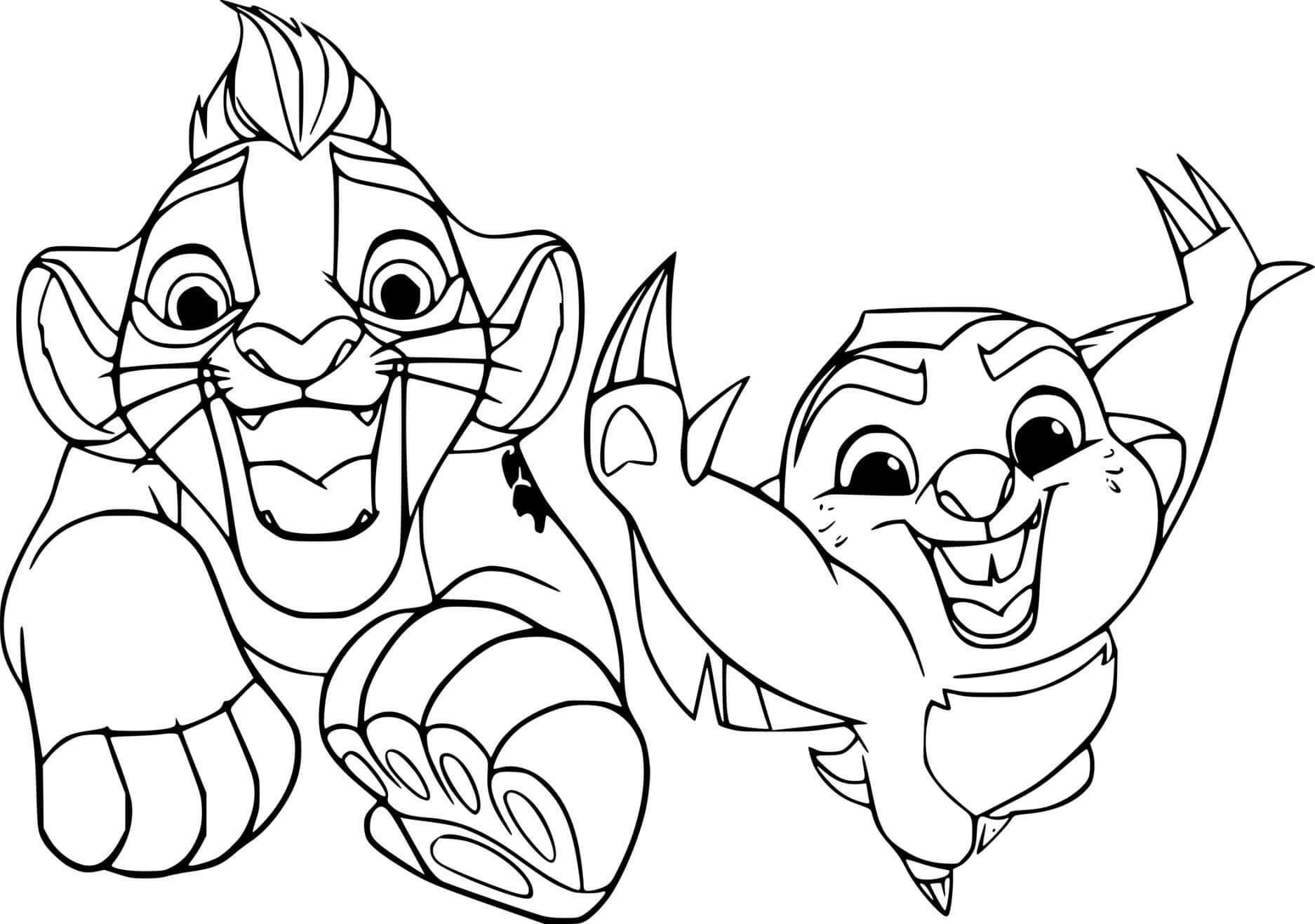 Coloriage Kion And Bunga - La Garde du Roi lion à imprimer