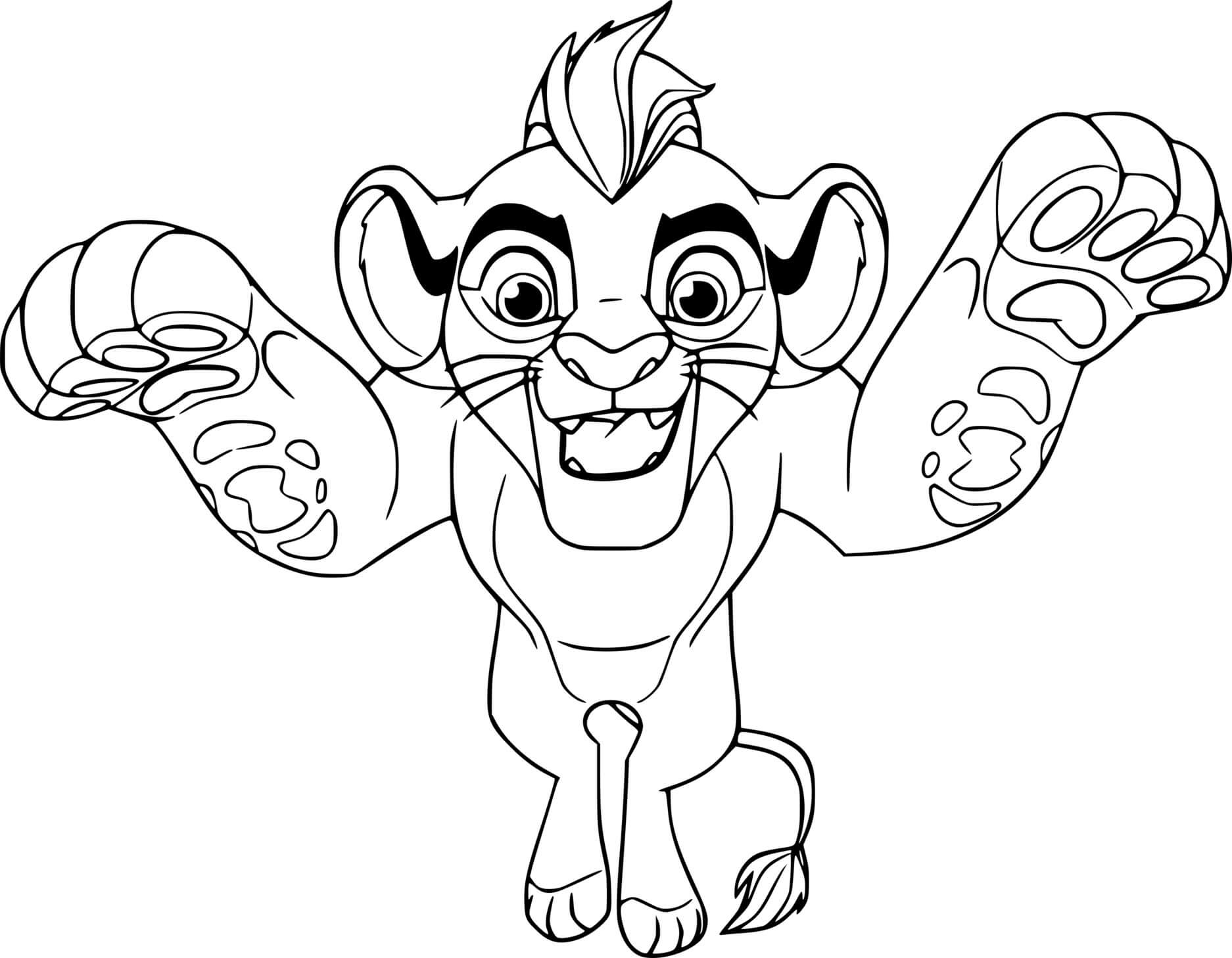 Coloriage Kion Saute - La Garde du Roi Lion - La Garde du Roi lion à imprimer