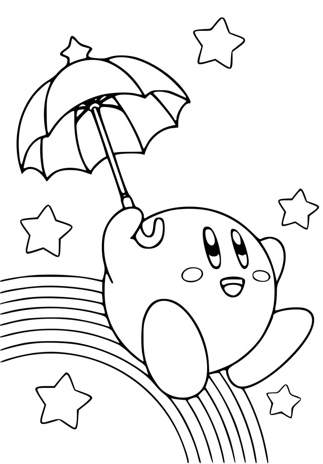 Coloriage Kirby Arc En Ciel Étoiles - Kirby à imprimer