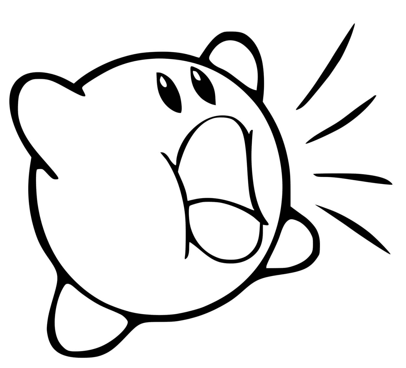 Coloriage Kirby Aspire Grandement Tout Sur Son Passage - Kirby à imprimer