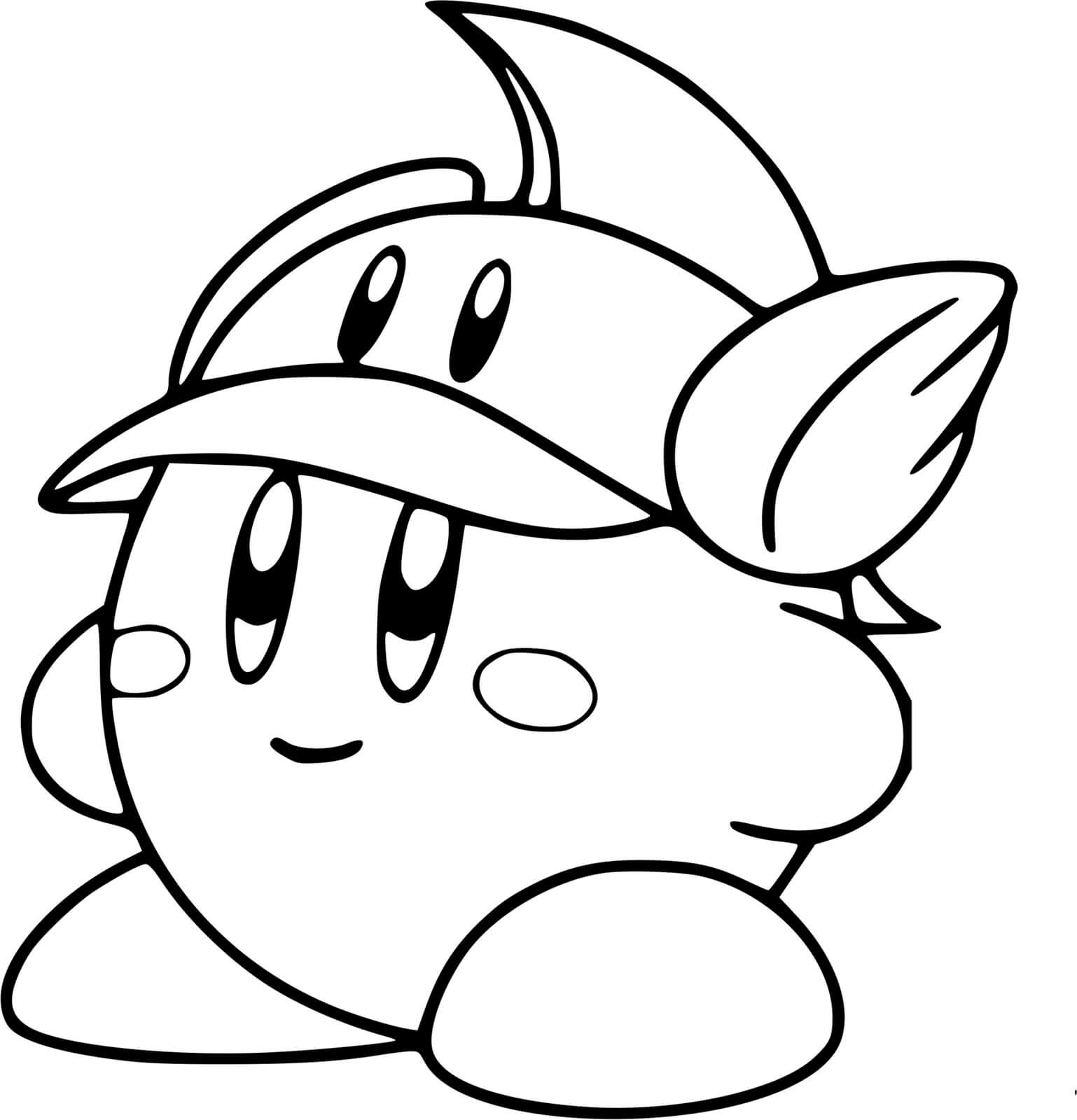 Coloriage Kirby Avec Une Belle Casquette - Kirby à imprimer