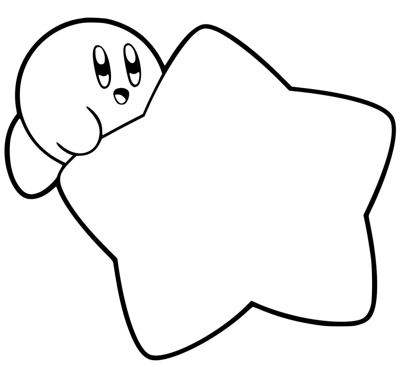 Coloriage Kirby Avec Une Grande Étoile - Kirby à imprimer