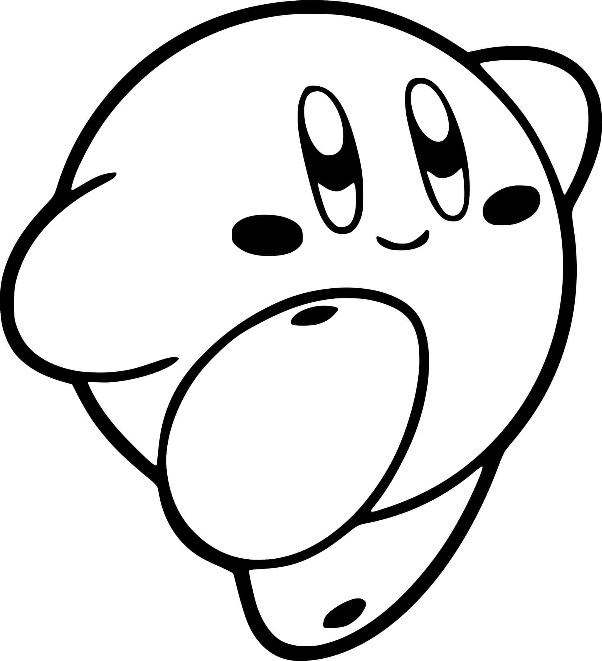 Coloriage Kirby Boule Rose - Kirby à imprimer