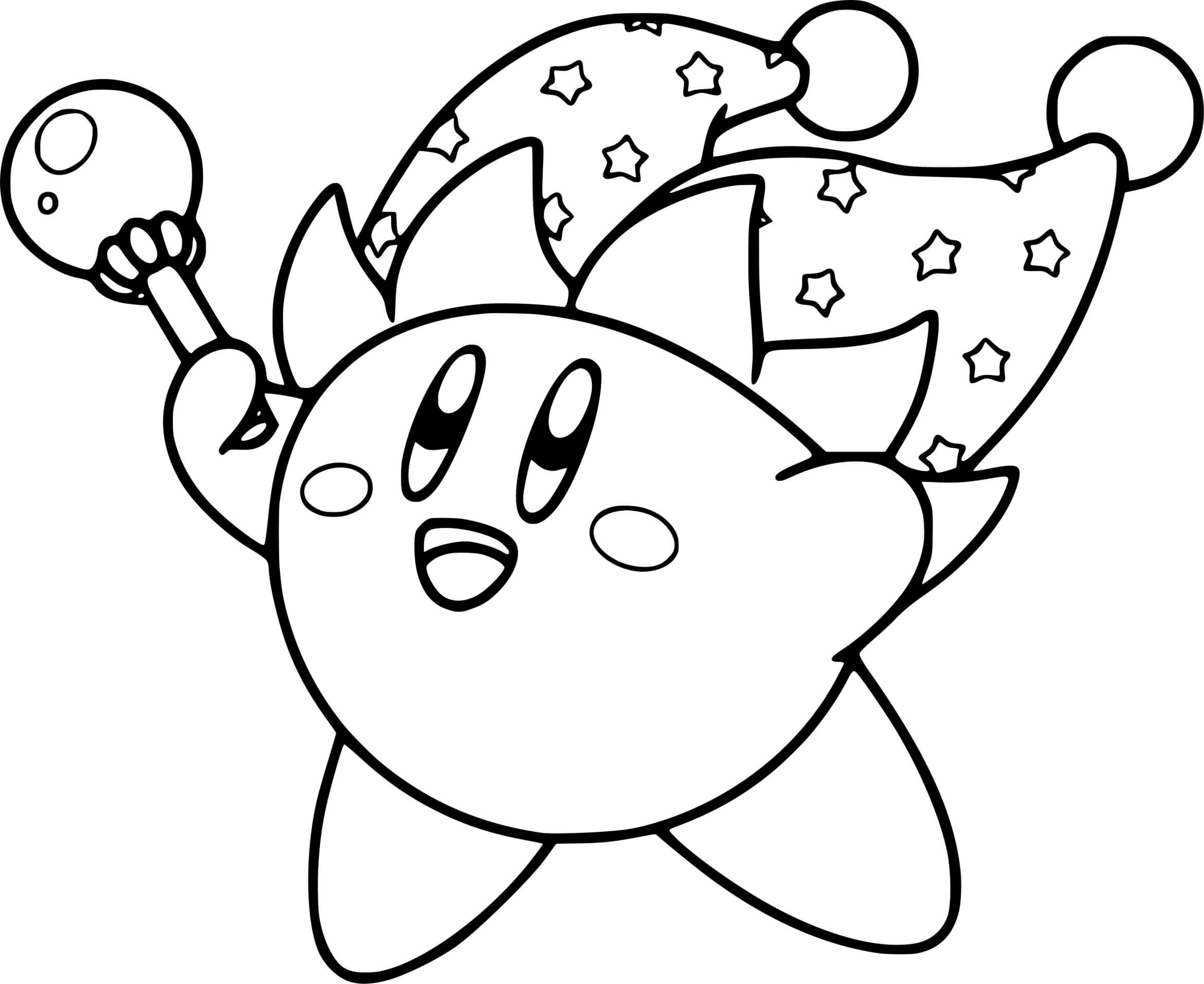 Coloriage Kirby Le Magicien Nintendo - Kirby à imprimer
