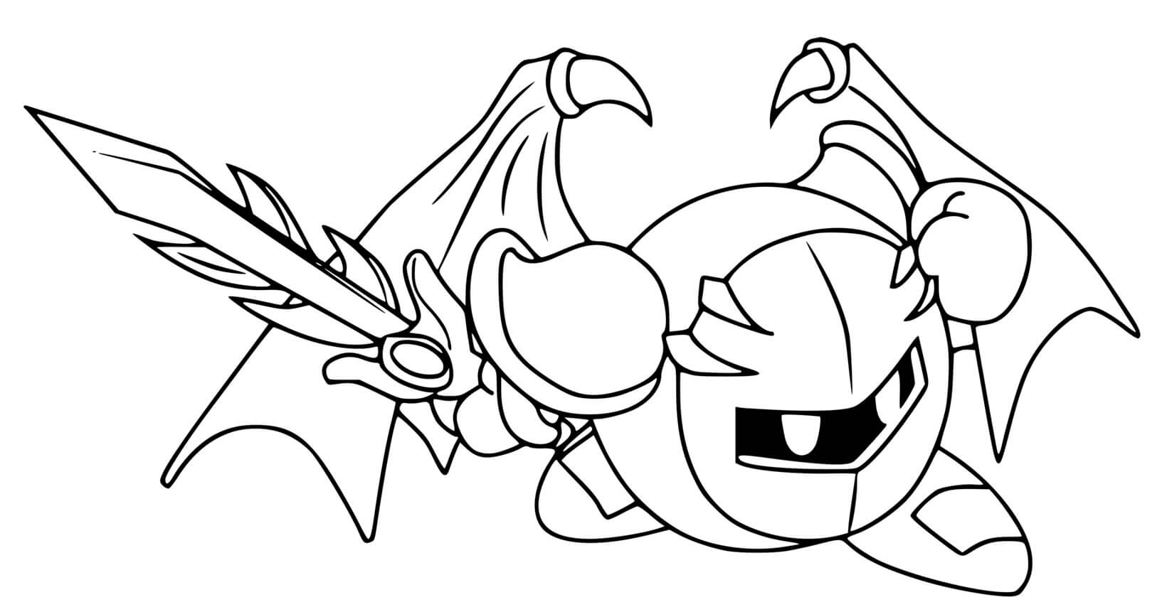 Coloriage Kirby affrontant Meta Knight - Kirby à imprimer