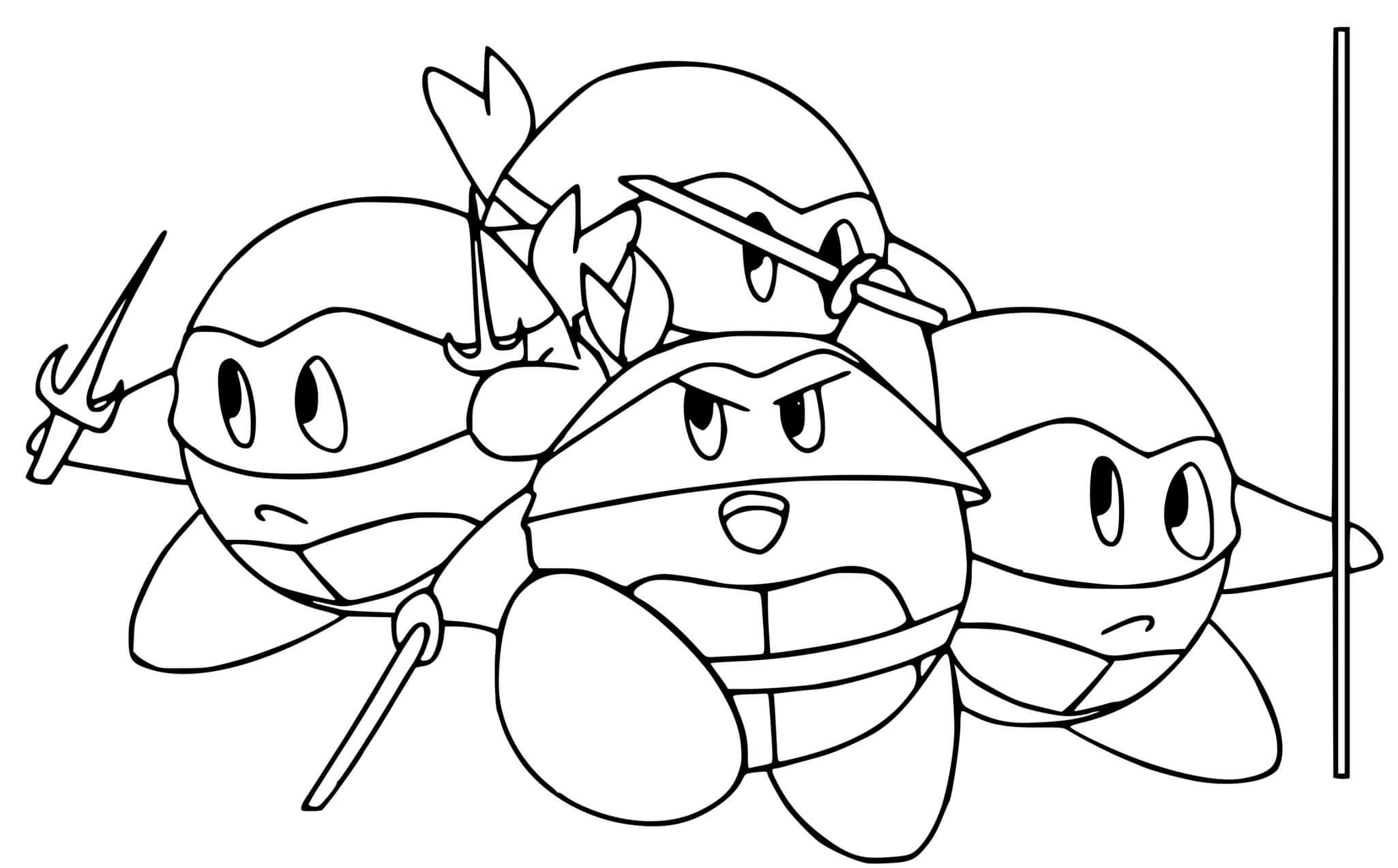 Coloriage Kirby Tortue Ninja - Kirby à imprimer