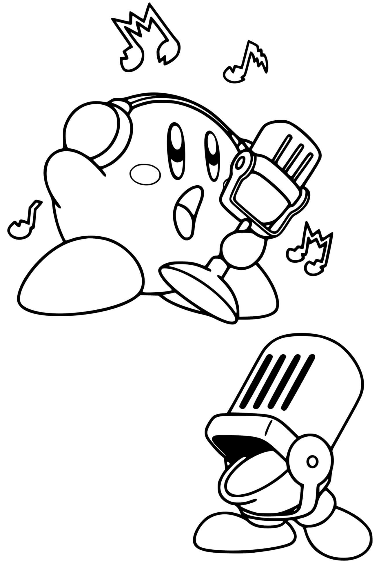 Coloriage Kirby Un Chanteur De Talent - Kirby à imprimer