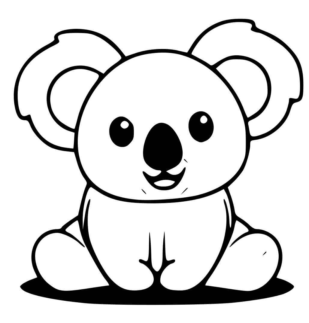 Coloriage Koala Mignon Est Assis - Koala à imprimer