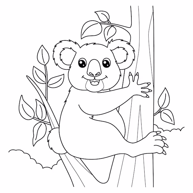 Coloriage Koala Se Tenant Debout Sur Un Tronc Darbre - Koala à imprimer