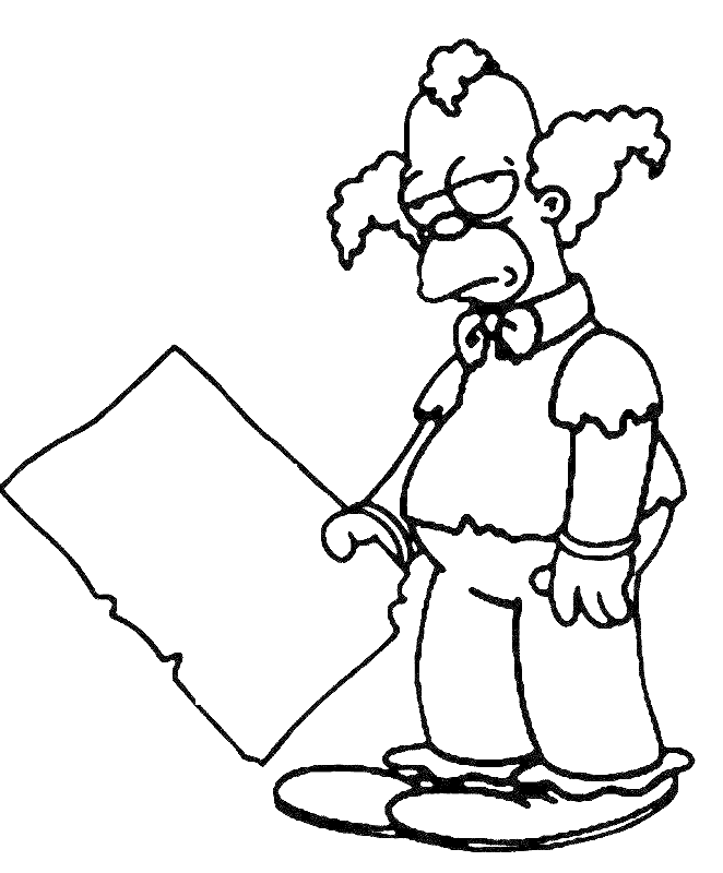 Coloriage Krusty Le Clown Decu - Simpson à imprimer