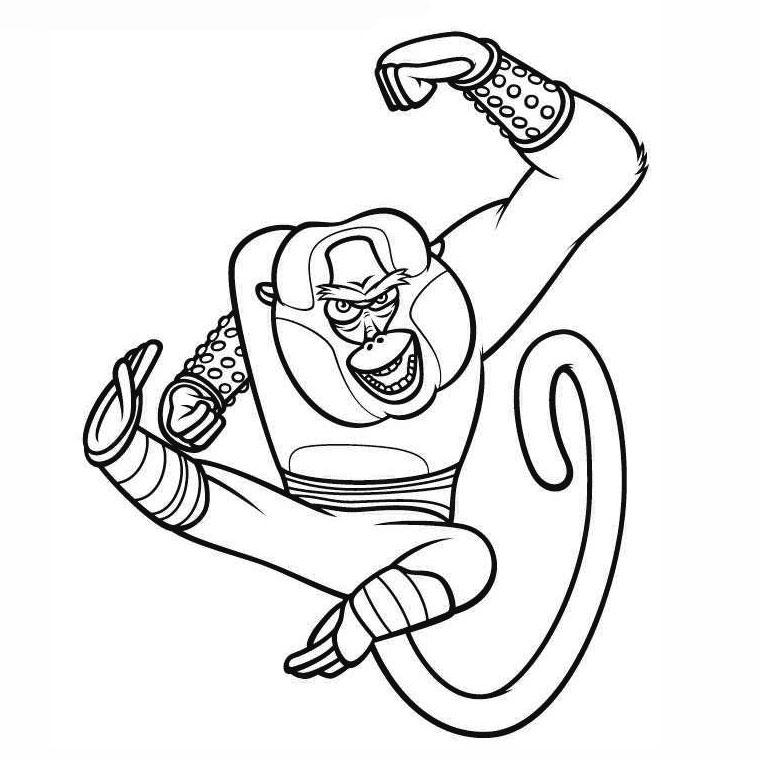 Coloriage Kung Fu Panda Maître Singe - Animaux à imprimer