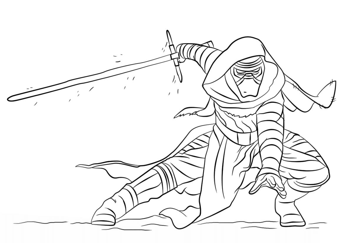 Coloriage Kylo Ren du Réveil de la Force - Star wars à imprimer