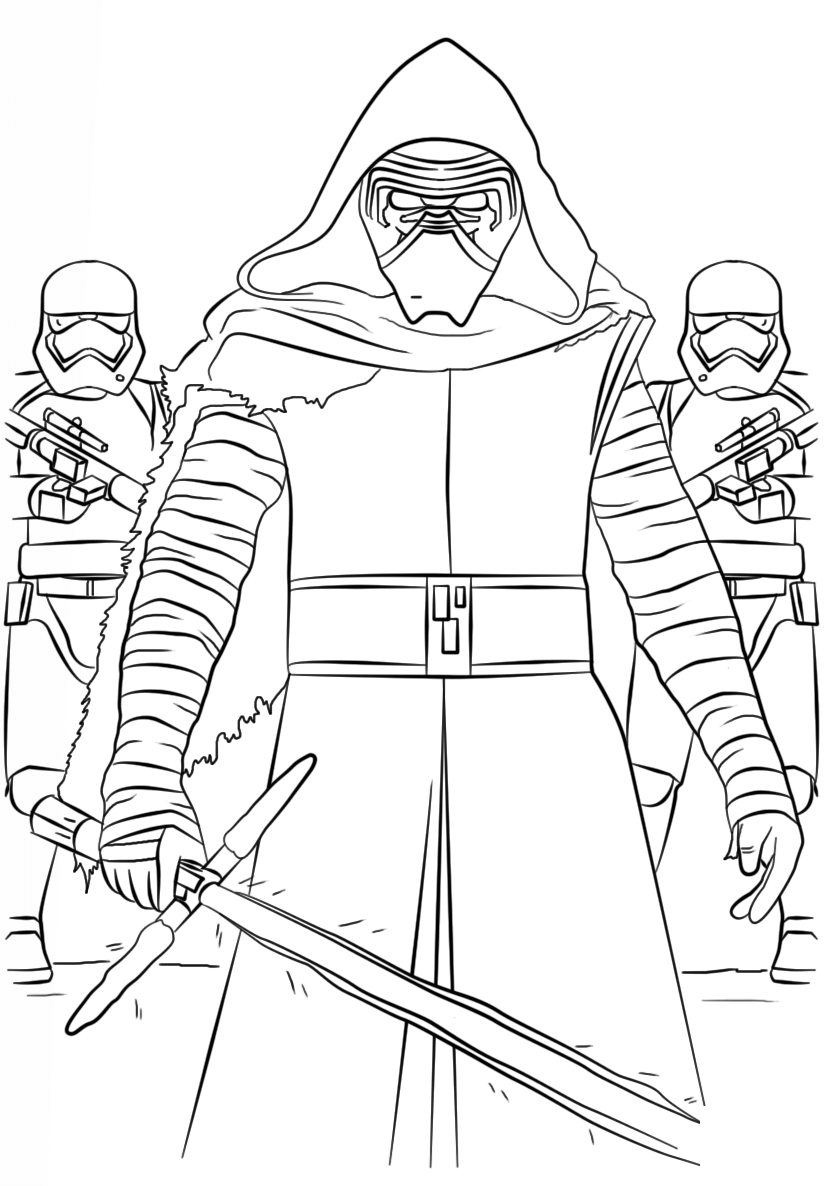 Coloriage Kylo Ren et l'Ordre Premier du Réveil - Star wars à imprimer