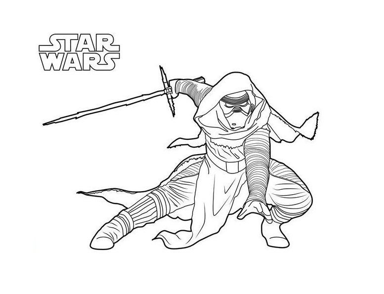 Coloriage Kylo Ren Le Méchant De L'Episode 7 3gl - Star wars à imprimer