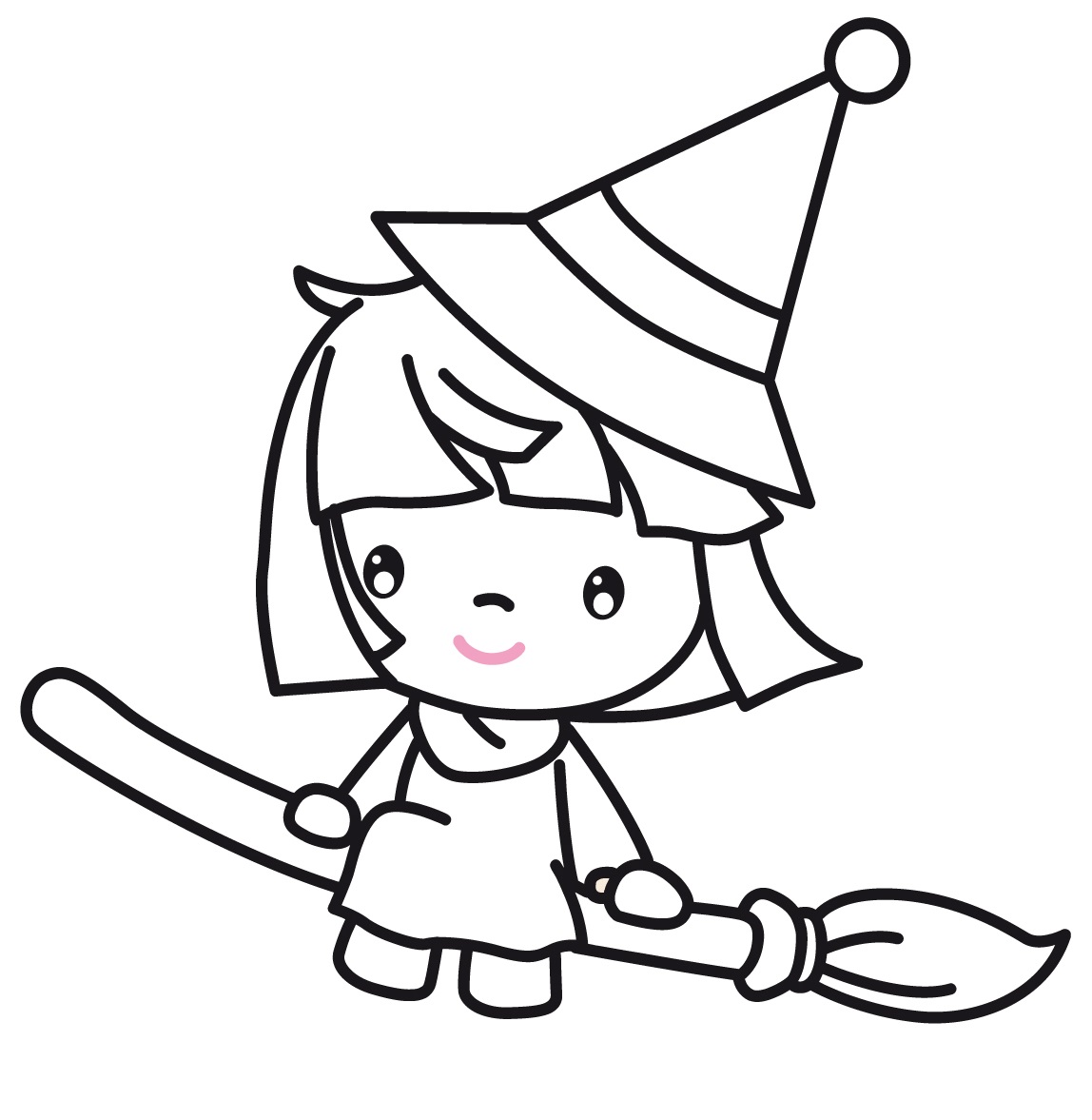 Coloriage L'Apprentie Sorcière - Halloween sorciere à imprimer